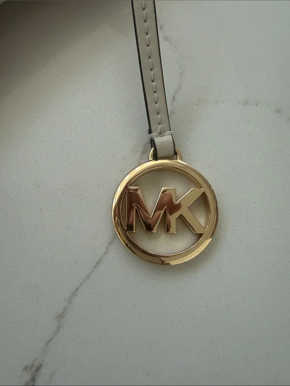 Michael Kors White Pebbled Leather Crossbody with Gold Accents